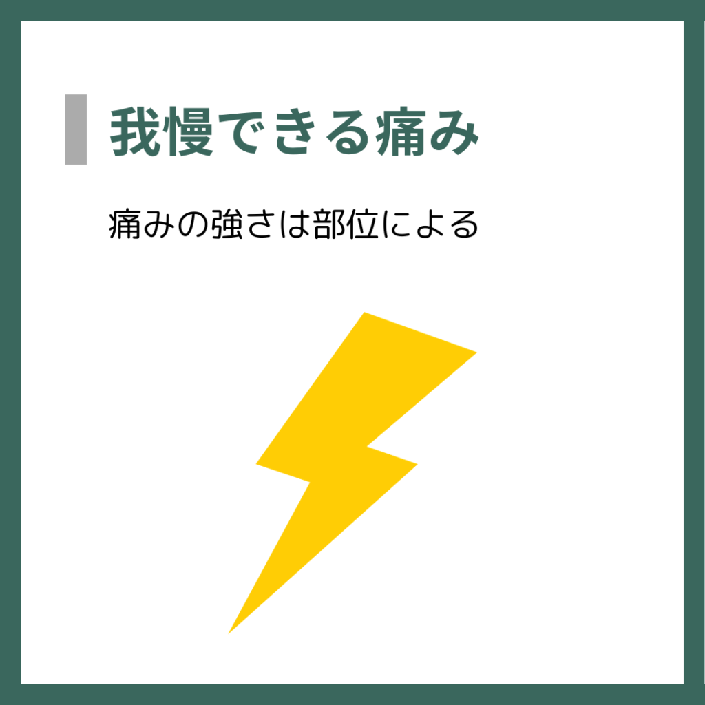 我慢できる痛み
痛みの強さは部位による