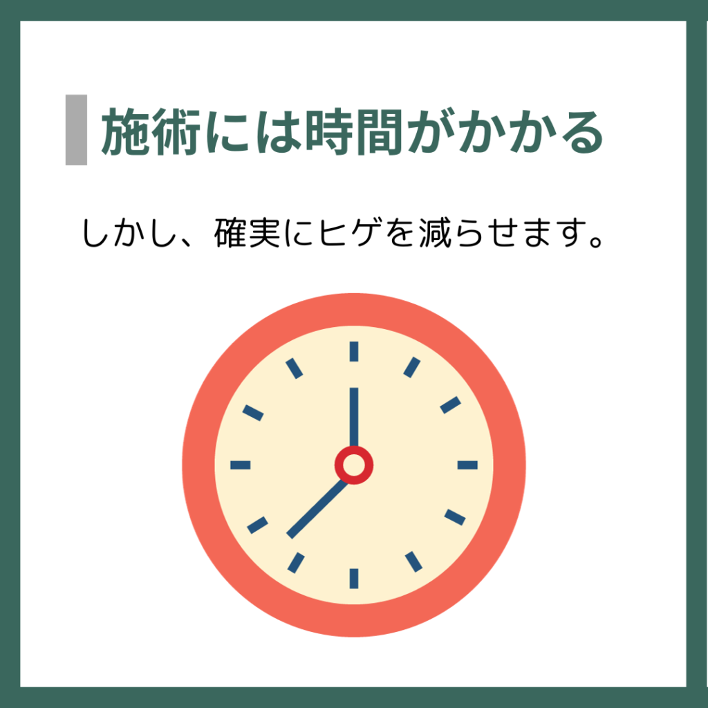 施術には時間がかかる
しかし、確実にヒゲを減らせます。