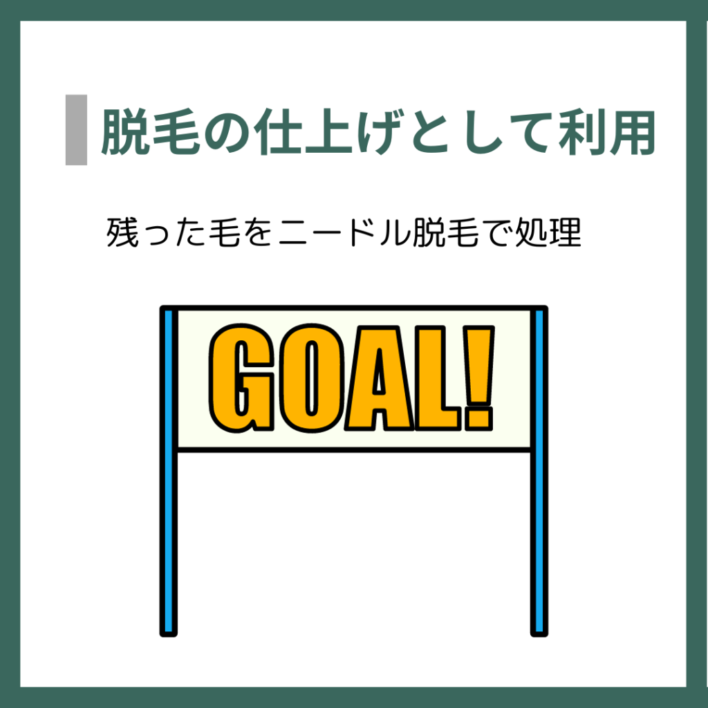 脱毛の仕上げとして利用
残った毛をニードル脱毛で処理