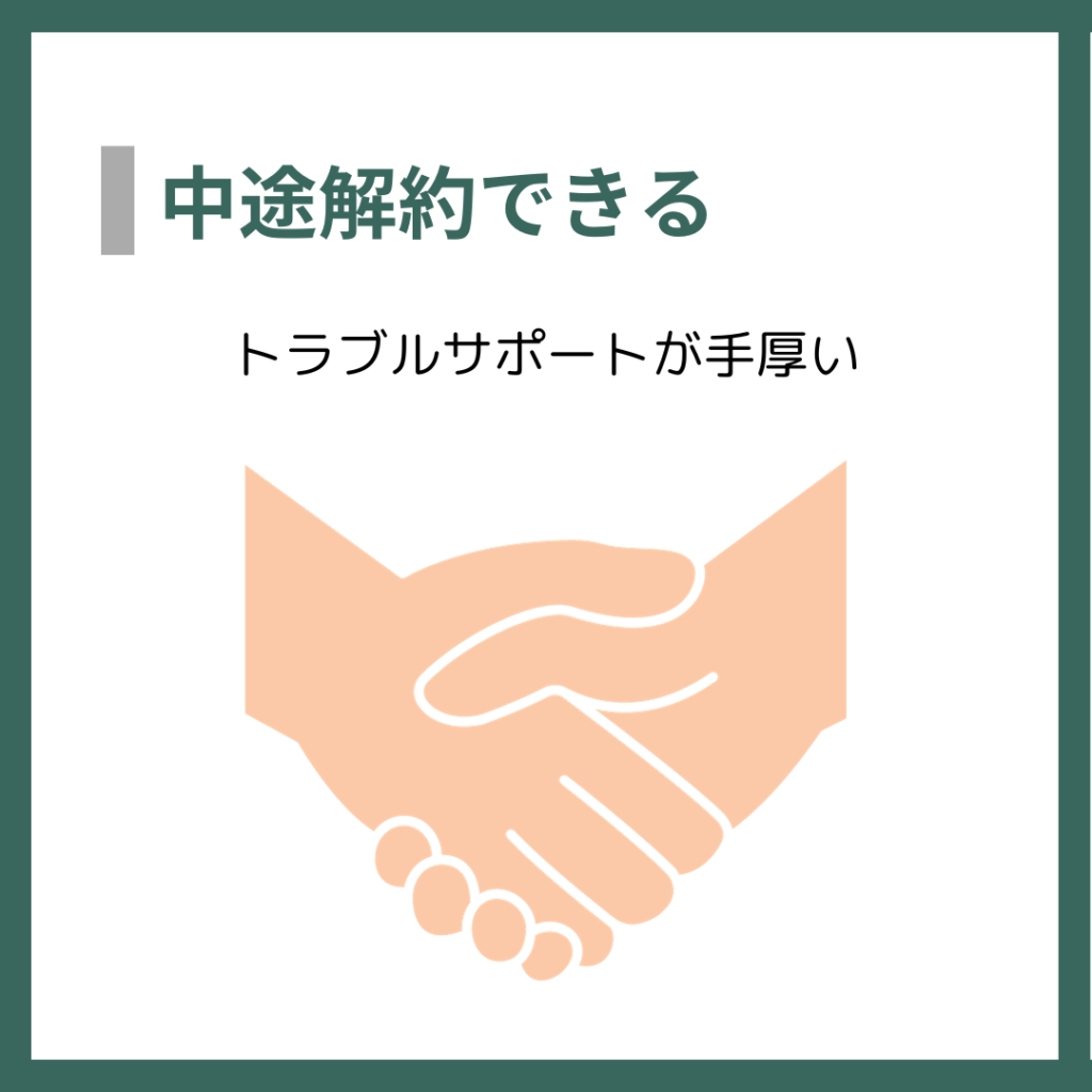 中途解約できる
トラブルサポートが手厚い